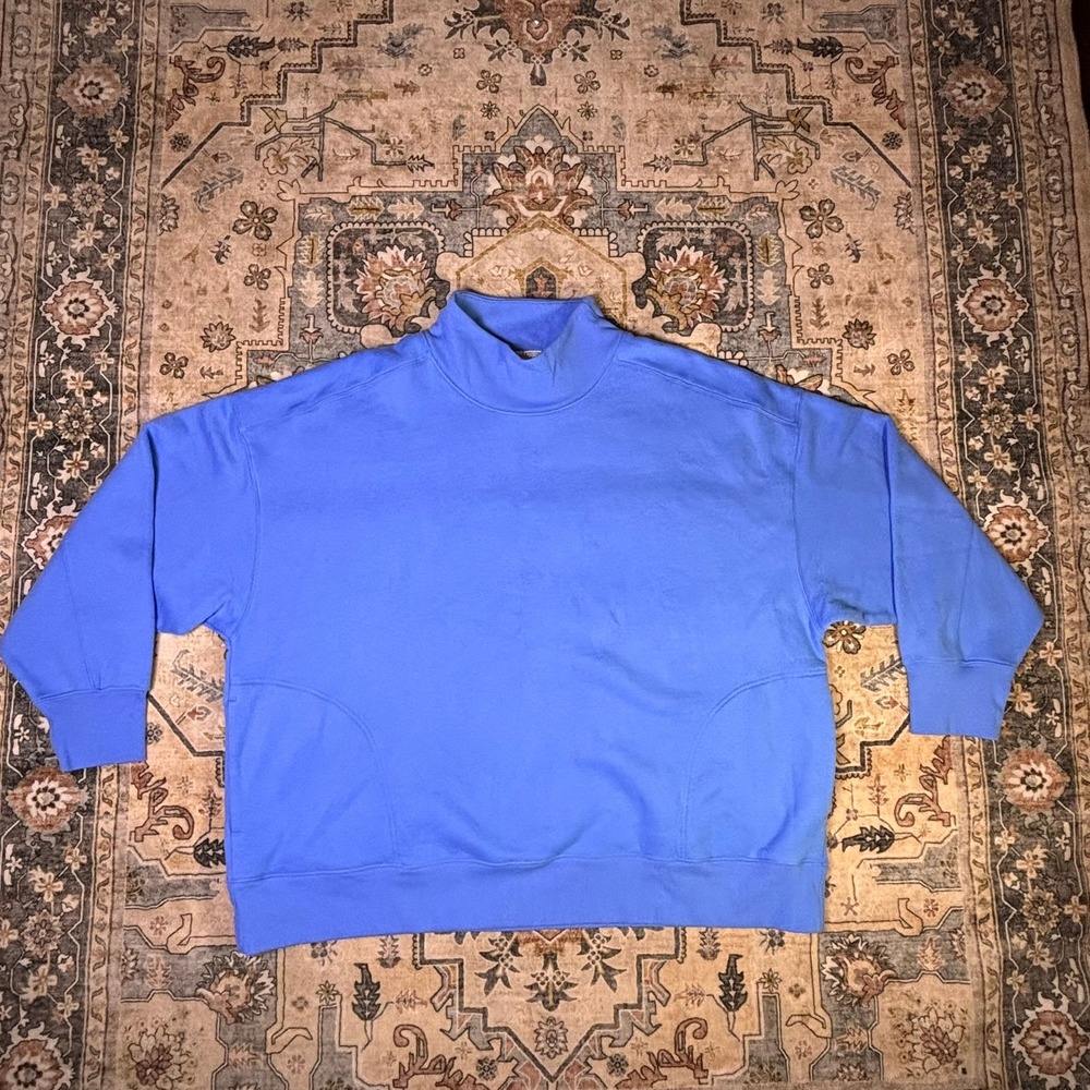 OFFLINE by Aerie Oversized Mock Neck Sweatshirt Blue XXL Athleisure Pullover NWT